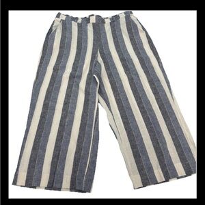Lauren Conrad Linen Blend Wide Leg Cropped Pants Tan White Stripes New Womens XL